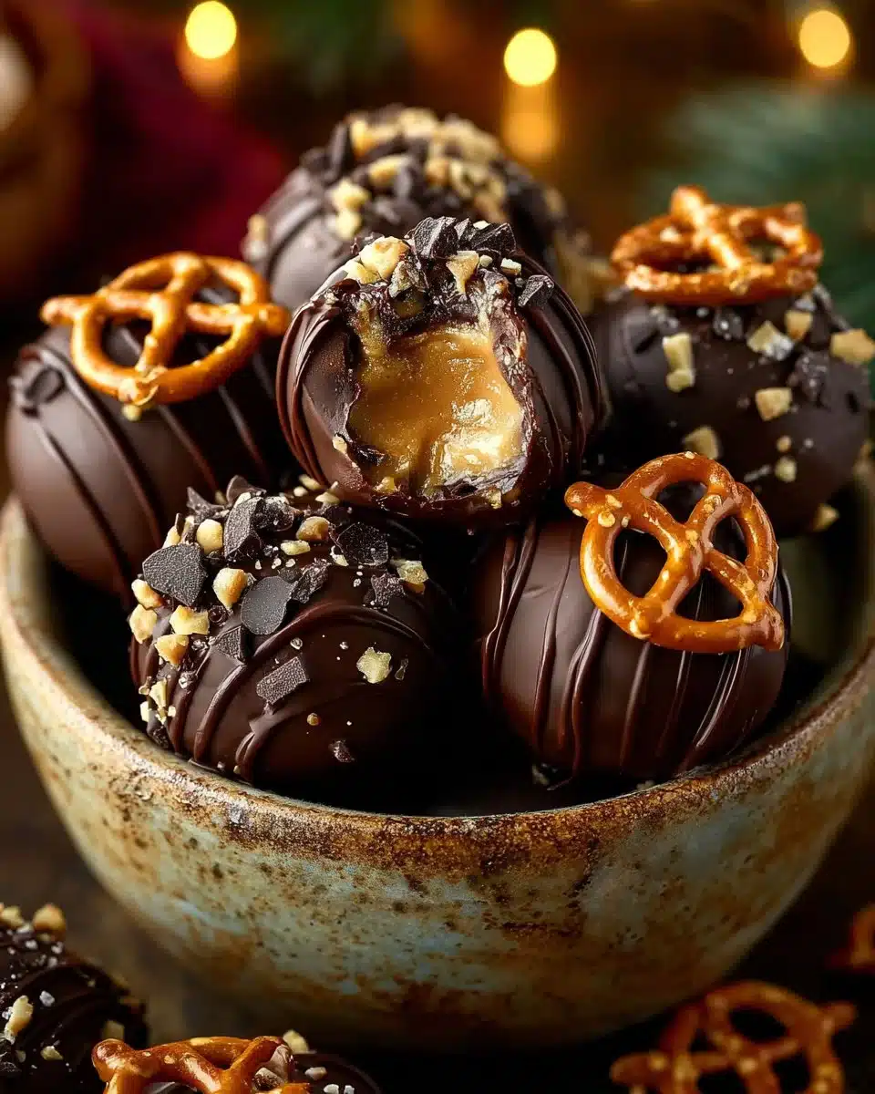 Delicious Chocolate Pretzel Peanut Butter Balls with a sweet and salty flavor