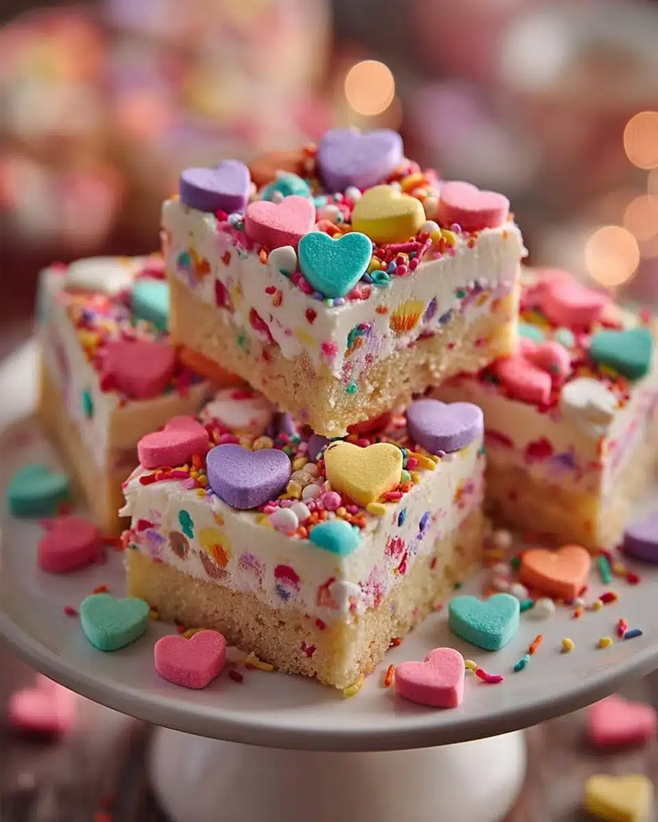 Colorful Conversation Heart Sugar Cookie Bark decorated for Valentine's Day