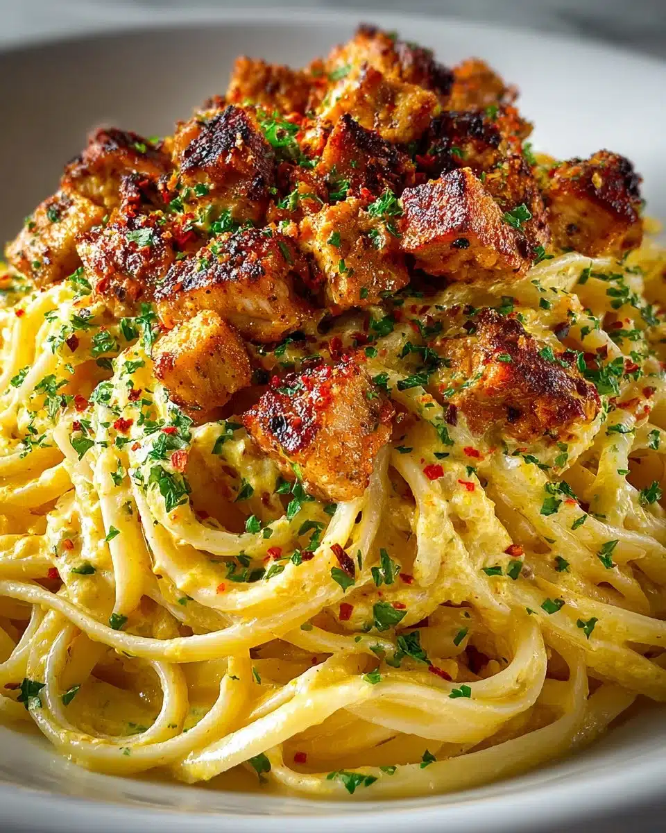 Cowboy Butter Chicken Linguine dish featuring creamy sauce and pasta