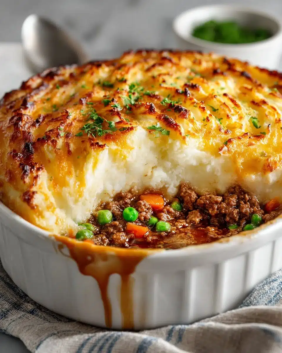 Easy Shepherd's Pie with a cheesy mashed potato topping for a hearty meal