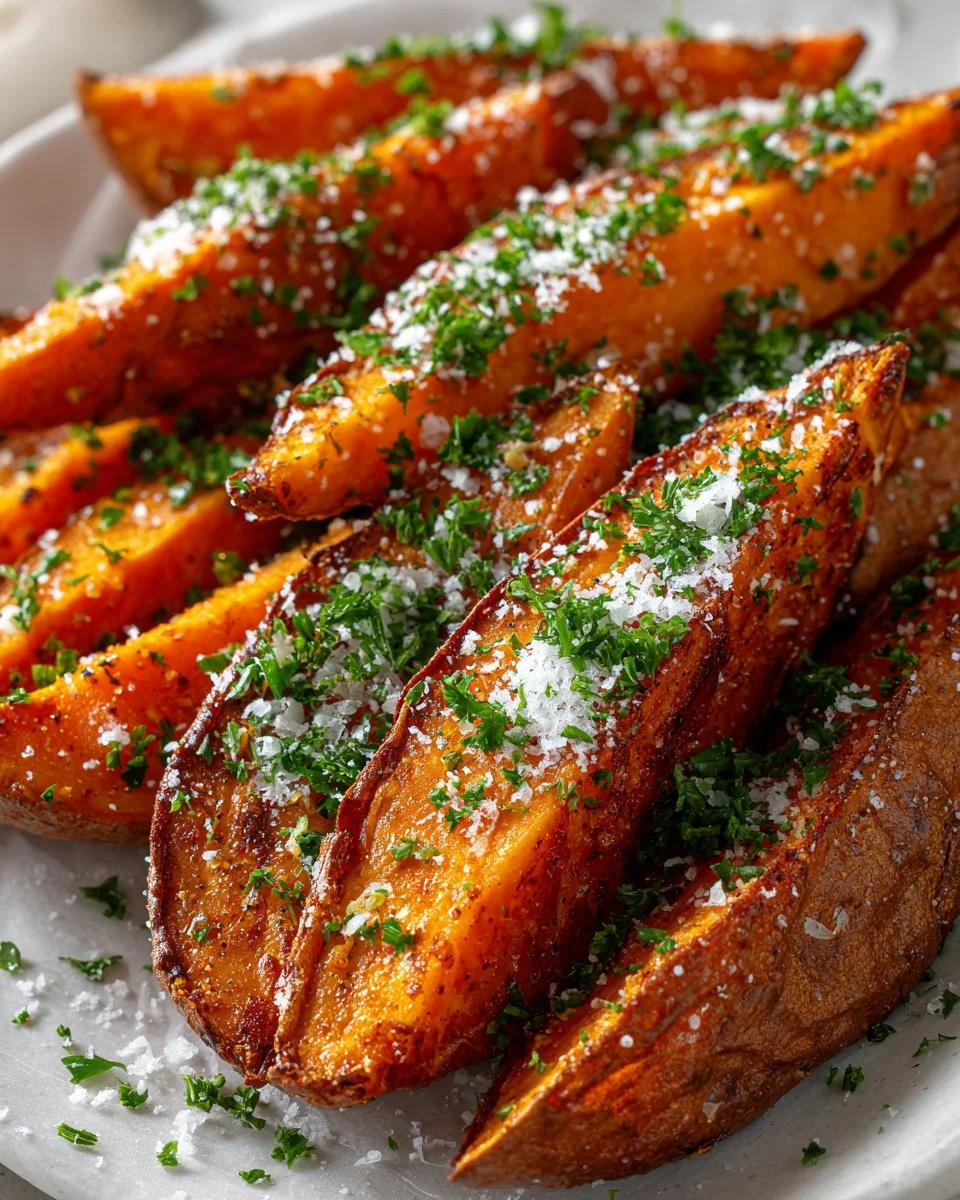 Garlic and Parmesan Sweet Potato Wedges Garlic and Parmesan Sweet Potato Wedges