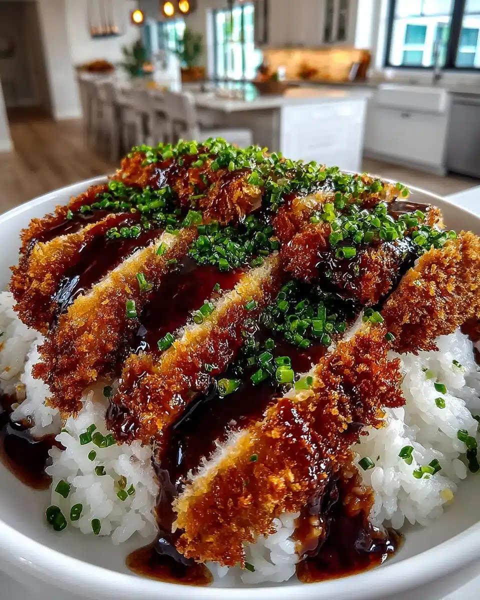 Delicious Japanese Katsu Bowls drizzled with Tonkatsu sauce