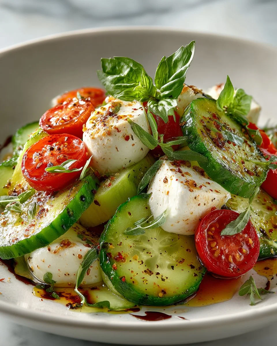Light Cucumber Caprese Salad Light Cucumber Caprese Salad