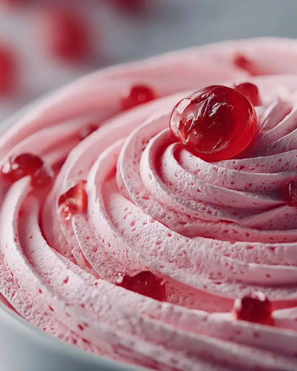 Delicious Maraschino Cherry Frosting spread on a cake