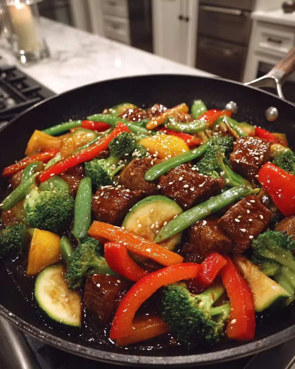 A colorful and simple 20-minute stir-fry with fresh vegetables and protein.