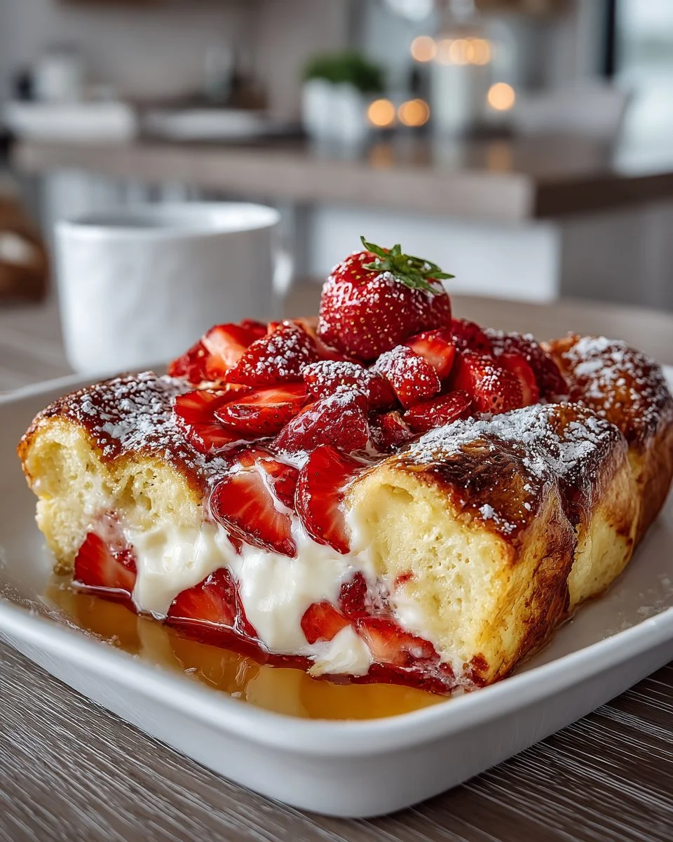 Overnight Strawberry Cheesecake French Toast Casserole Overnight Strawberry Cheesecake French Toast Casserole