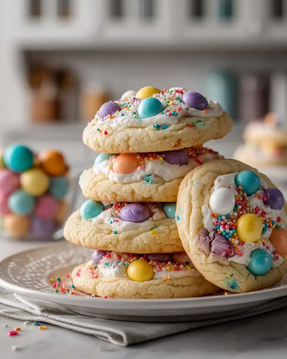 Soft and chewy Easter egg sugar cookies decorated for the holiday season