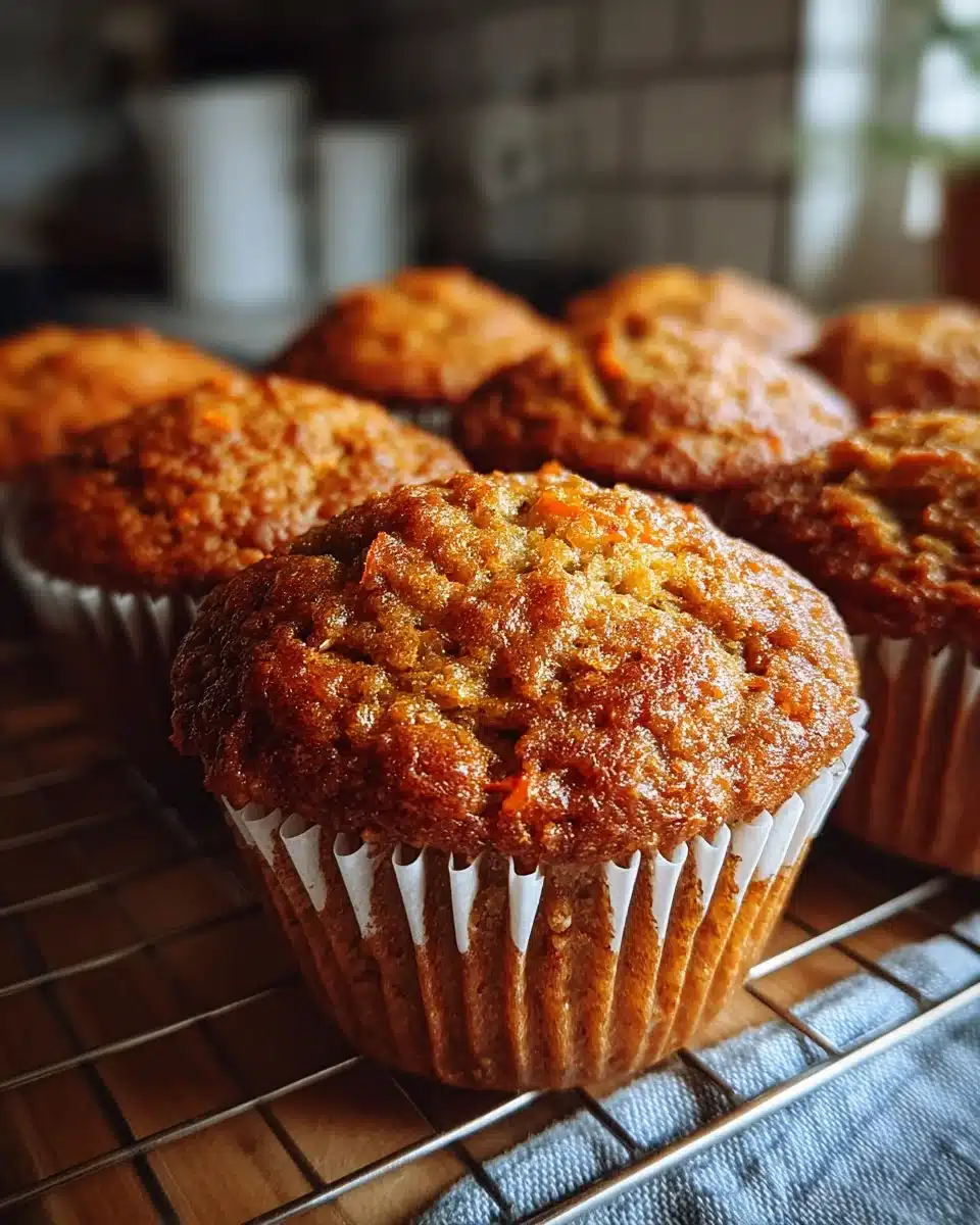 Delicious soft and moist carrot muffins fresh out of the oven