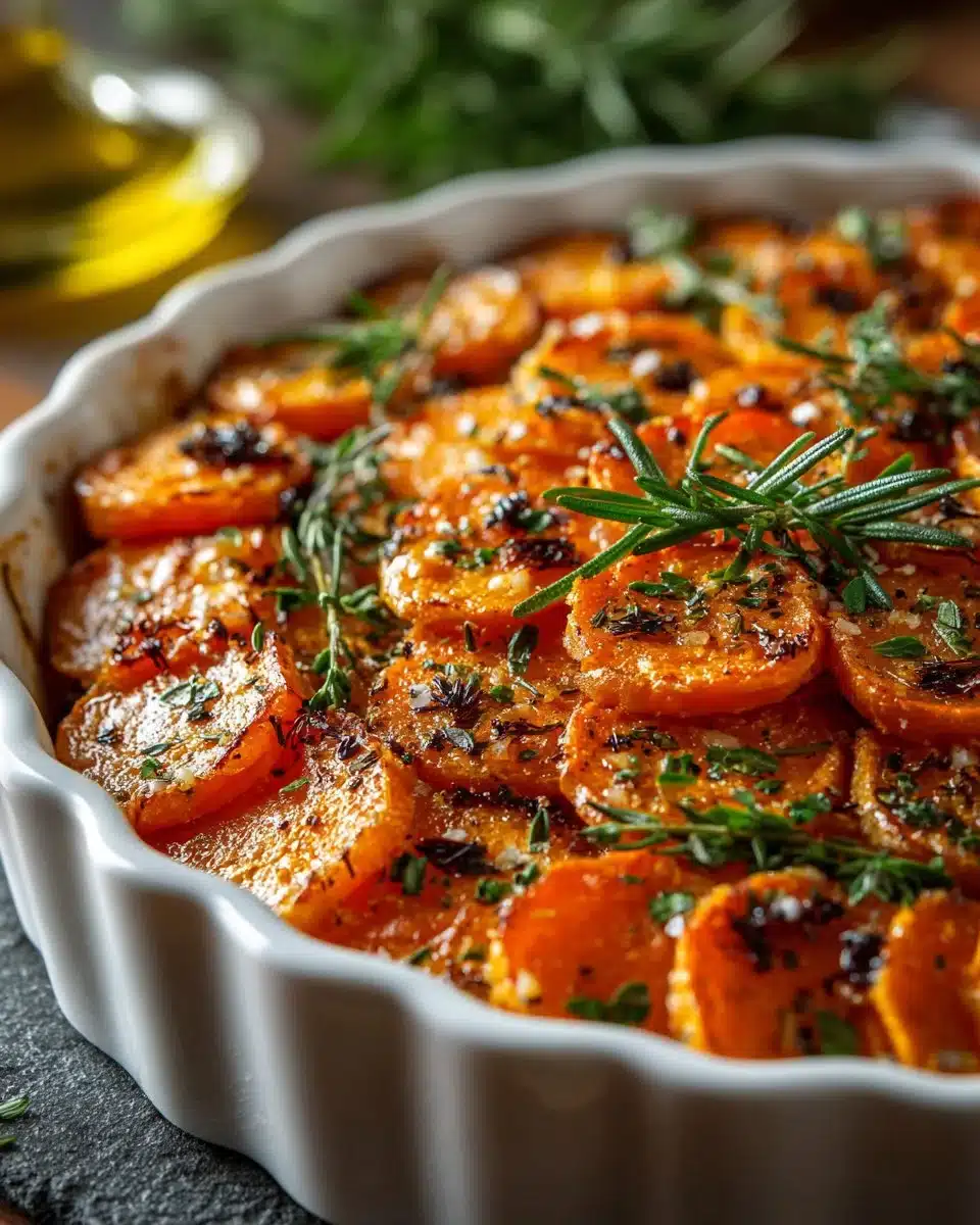 Baked Sweet Potato dish topped with herbs and spices, served in a rustic bowl.