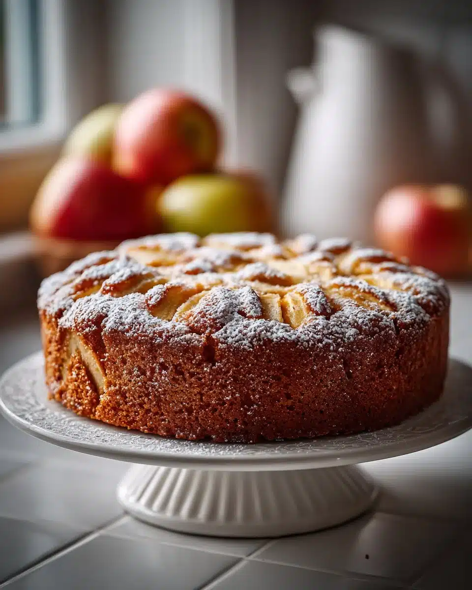 Traditional Irish apple cake baked with fresh apples and spices