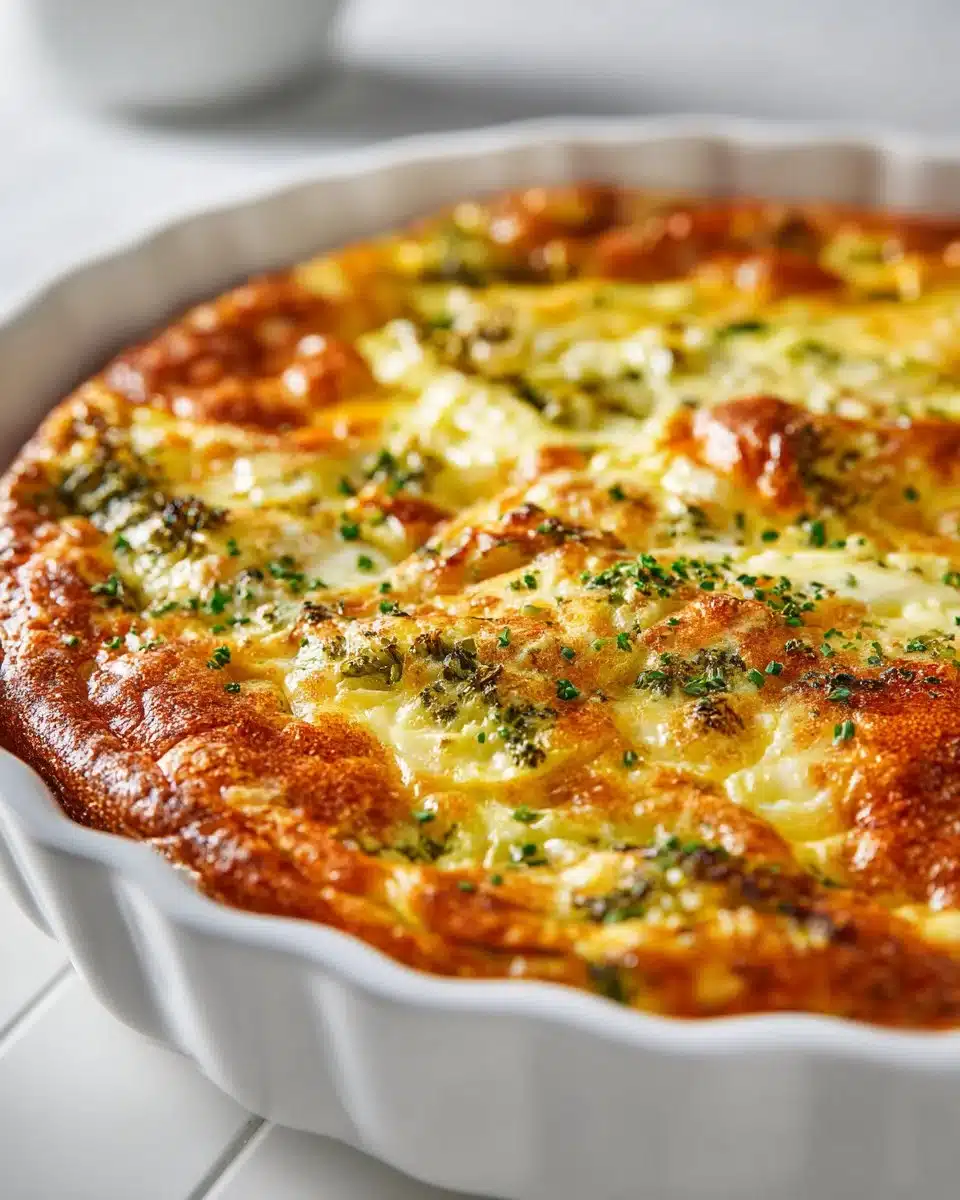 Baked Spring Vegetable Egg Casserole served in a rustic dish