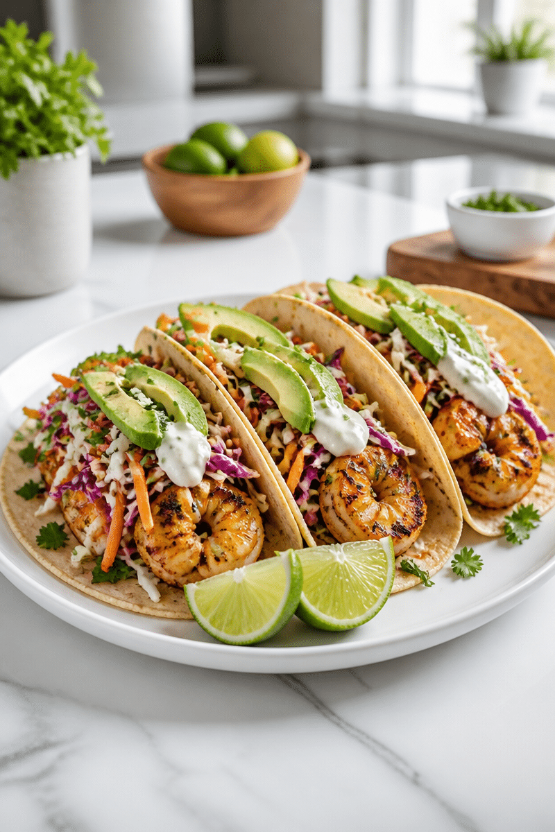 Light and Fresh Shrimp Tacos with Slaw light and fresh shrimp tacos with slaw 1