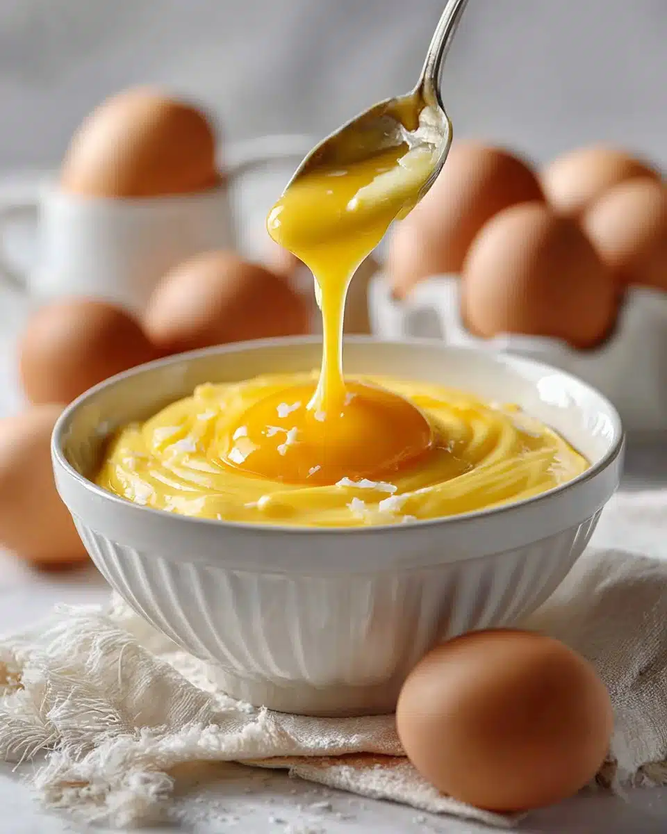 Delicious velvety lemon curd in a glass jar, perfect for desserts