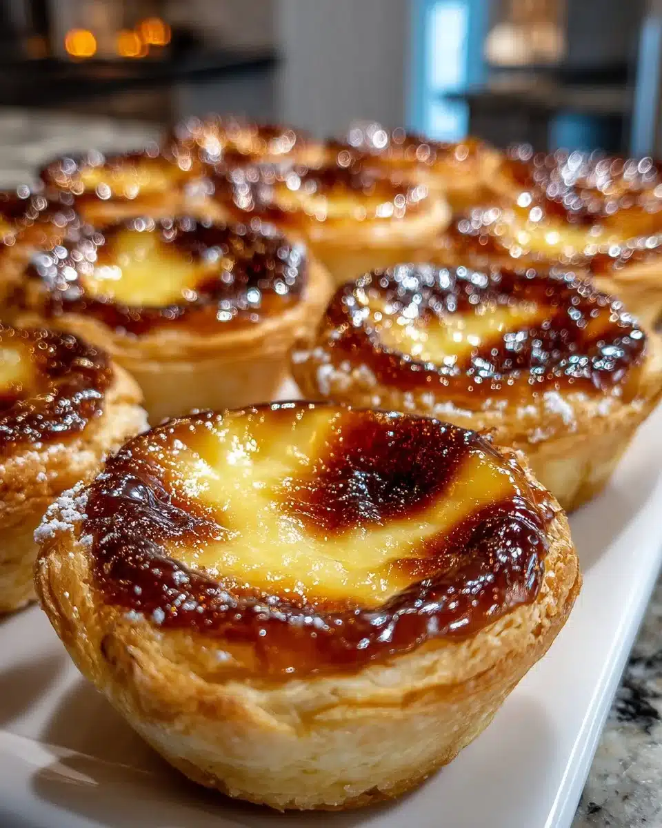 Delicious mini Portuguese egg tarts with creamy custard filling