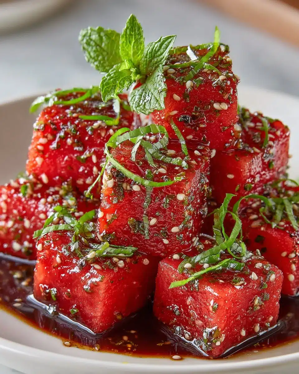 Balsamic Glazed Watermelon Bites Balsamic Glazed Watermelon Bites