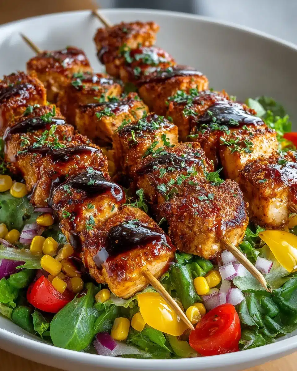 BBQ Chicken Skewer Salad BBQ Chicken Skewer Salad