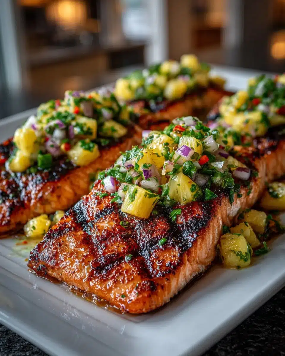BBQ Grilled Salmon with Pineapple Salsa
