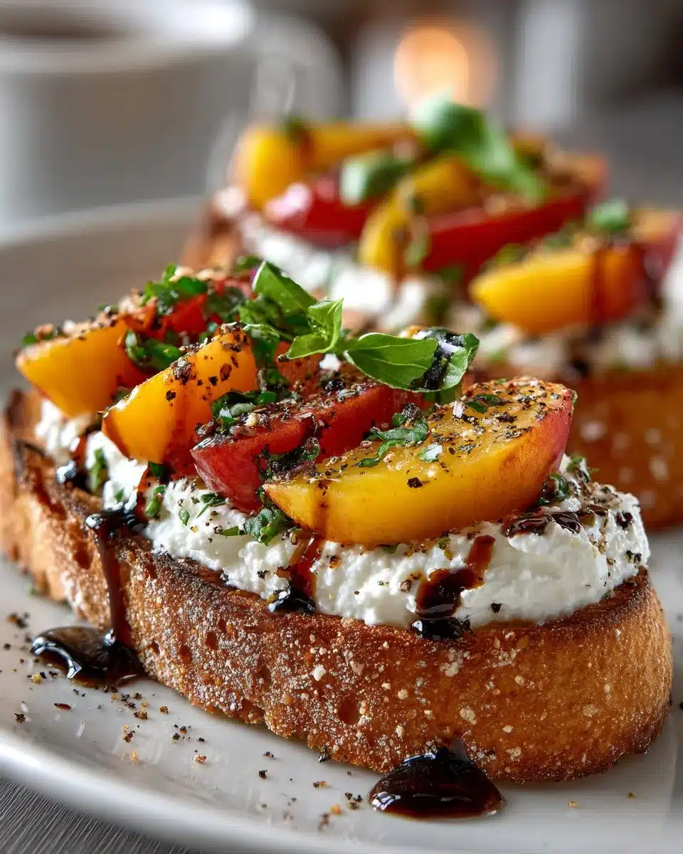 Best Peach Bruschetta With Whipped Ricotta Best Peach Bruschetta With Whipped Ricotta