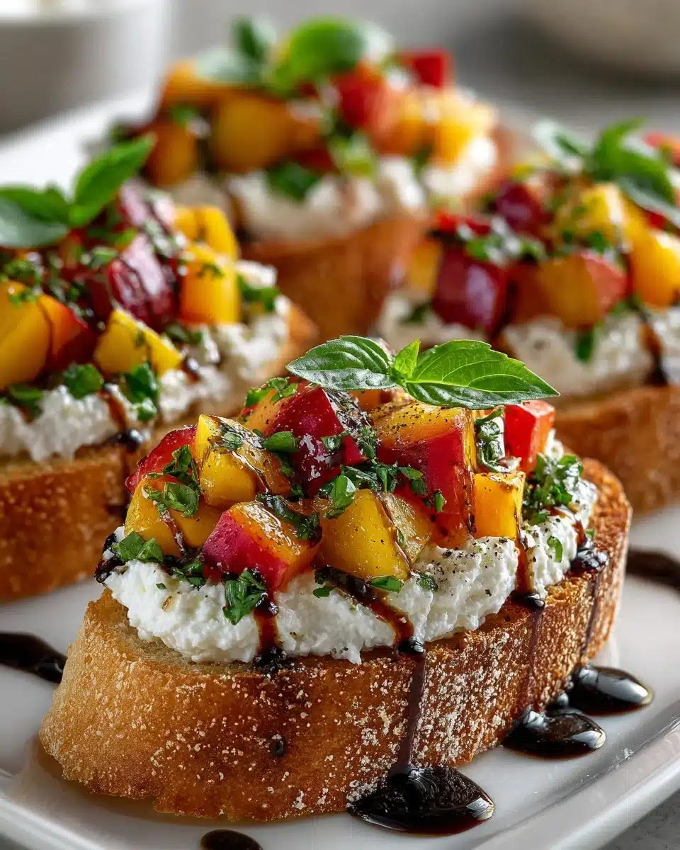 Best Peach Bruschetta With Whipped Ricotta Best Peach Bruschetta With Whipped Ricotta