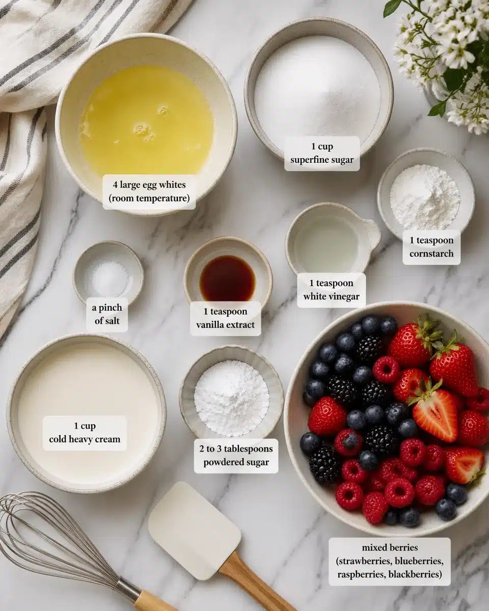 Best Summer Berry Pavlova with Whipped Cream