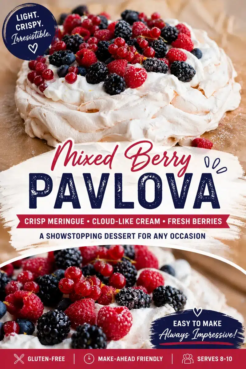 Best Summer Berry Pavlova with Whipped Cream