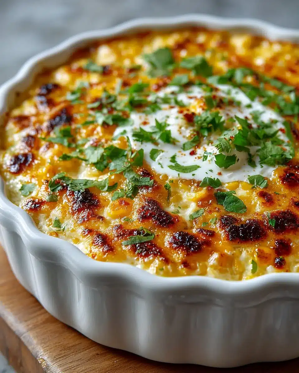Creamy charred jalapeno and sweet corn dip served in a bowl