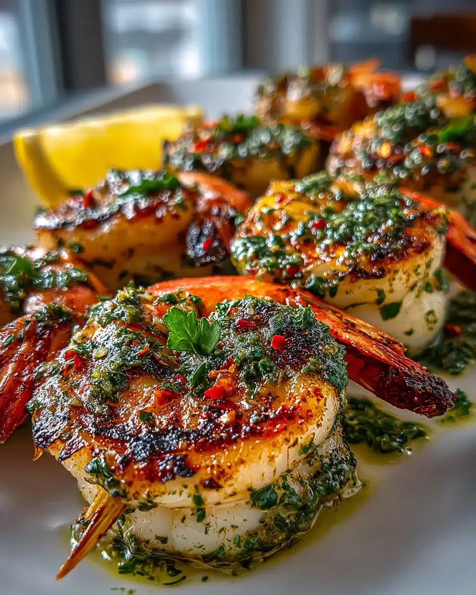 Chimichurri Marinated Grilled Shrimp Skewers