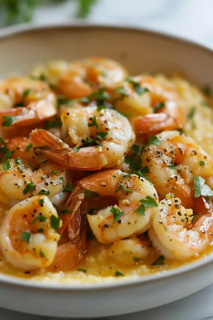 Classic Garlic Butter Shrimp and Grits Dinner Classic Garlic Butter Shrimp and Grits Dinner