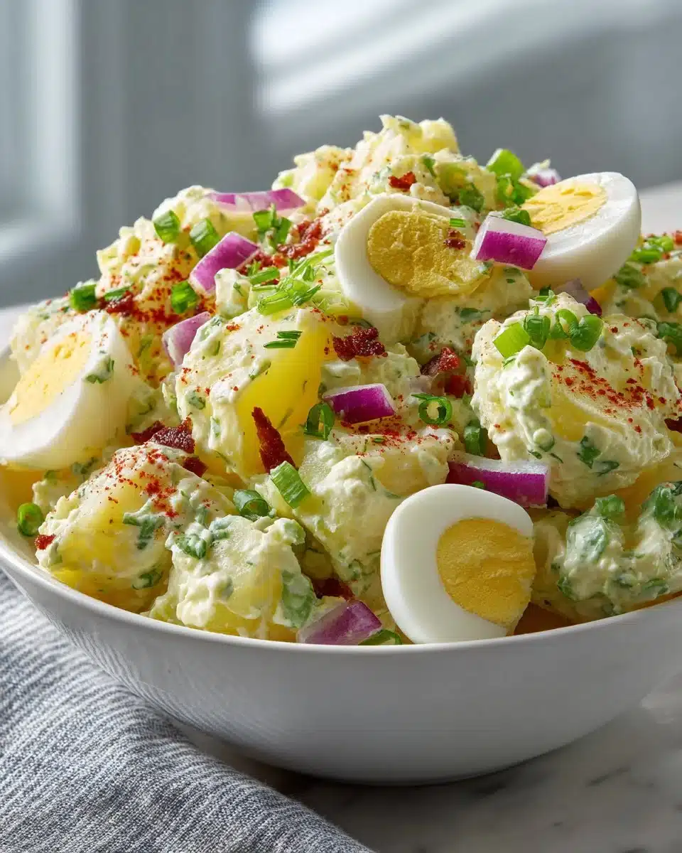 Classic potato salad recipe featuring fresh celery and creamy dressing