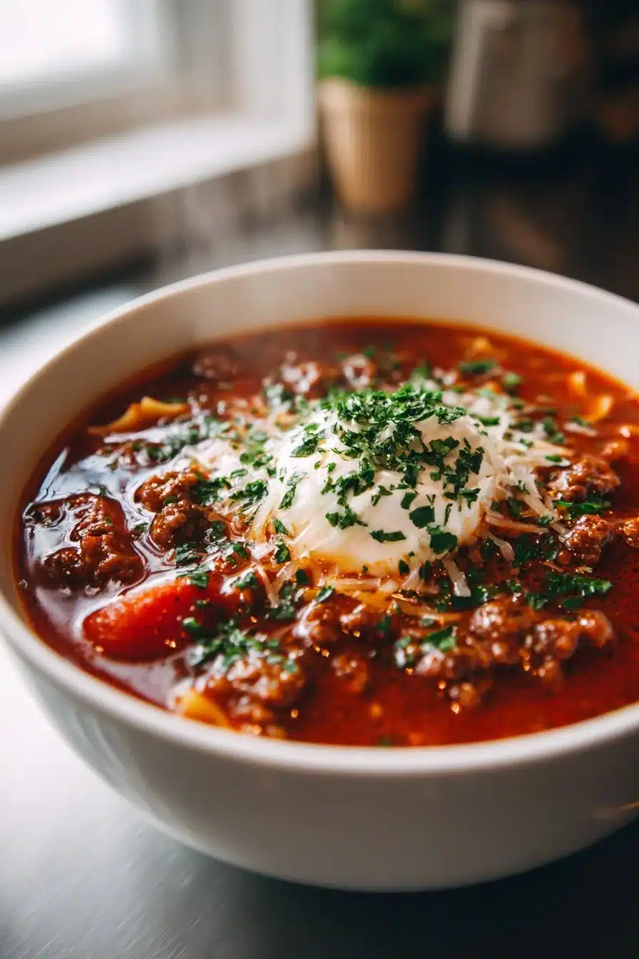 Comforting One Pot Beef Lasagna Soup Comforting One Pot Beef Lasagna Soup