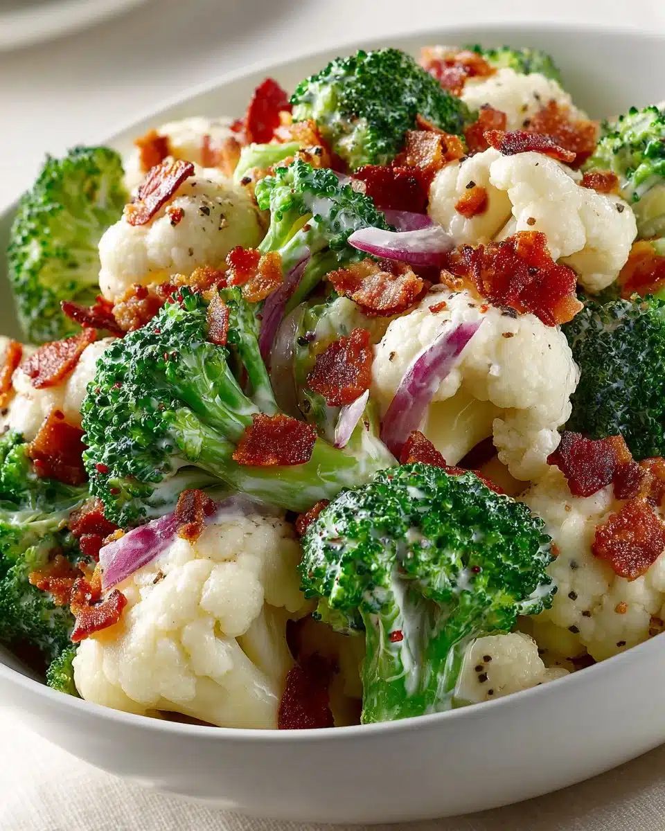 Creamy Broccoli and Cauliflower Salad
