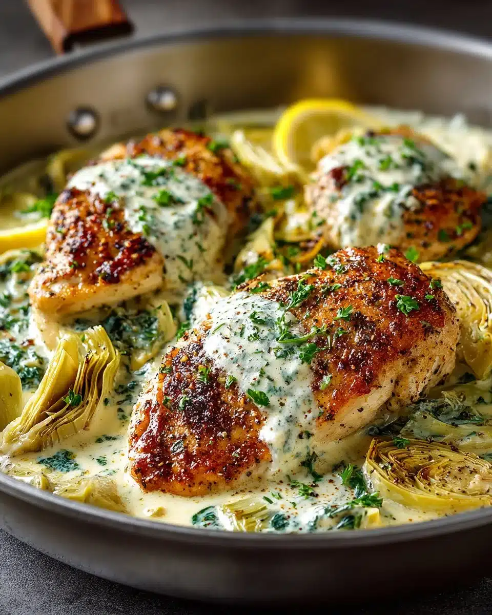 Creamy Lemon Artichoke Chicken Skillet