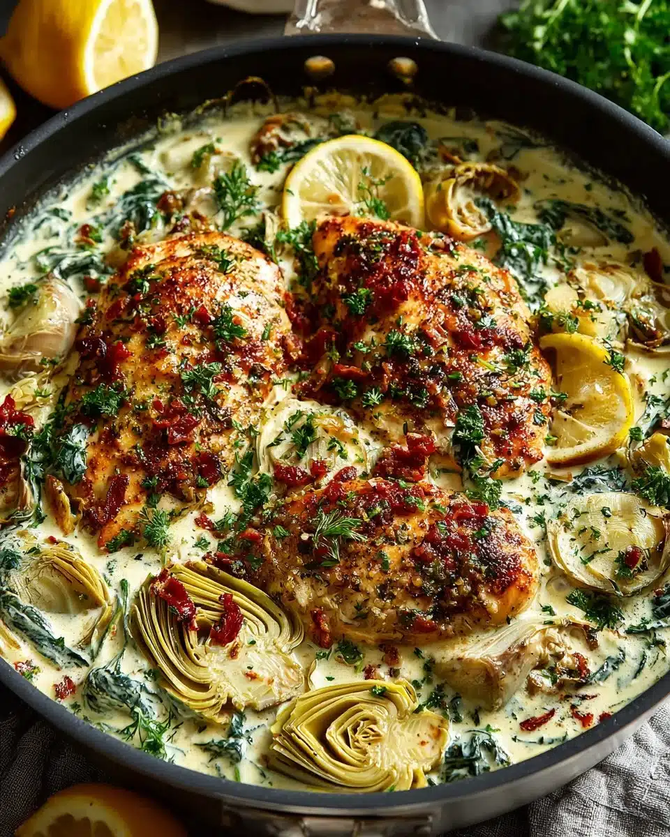 Creamy Lemon Artichoke Chicken Skillet