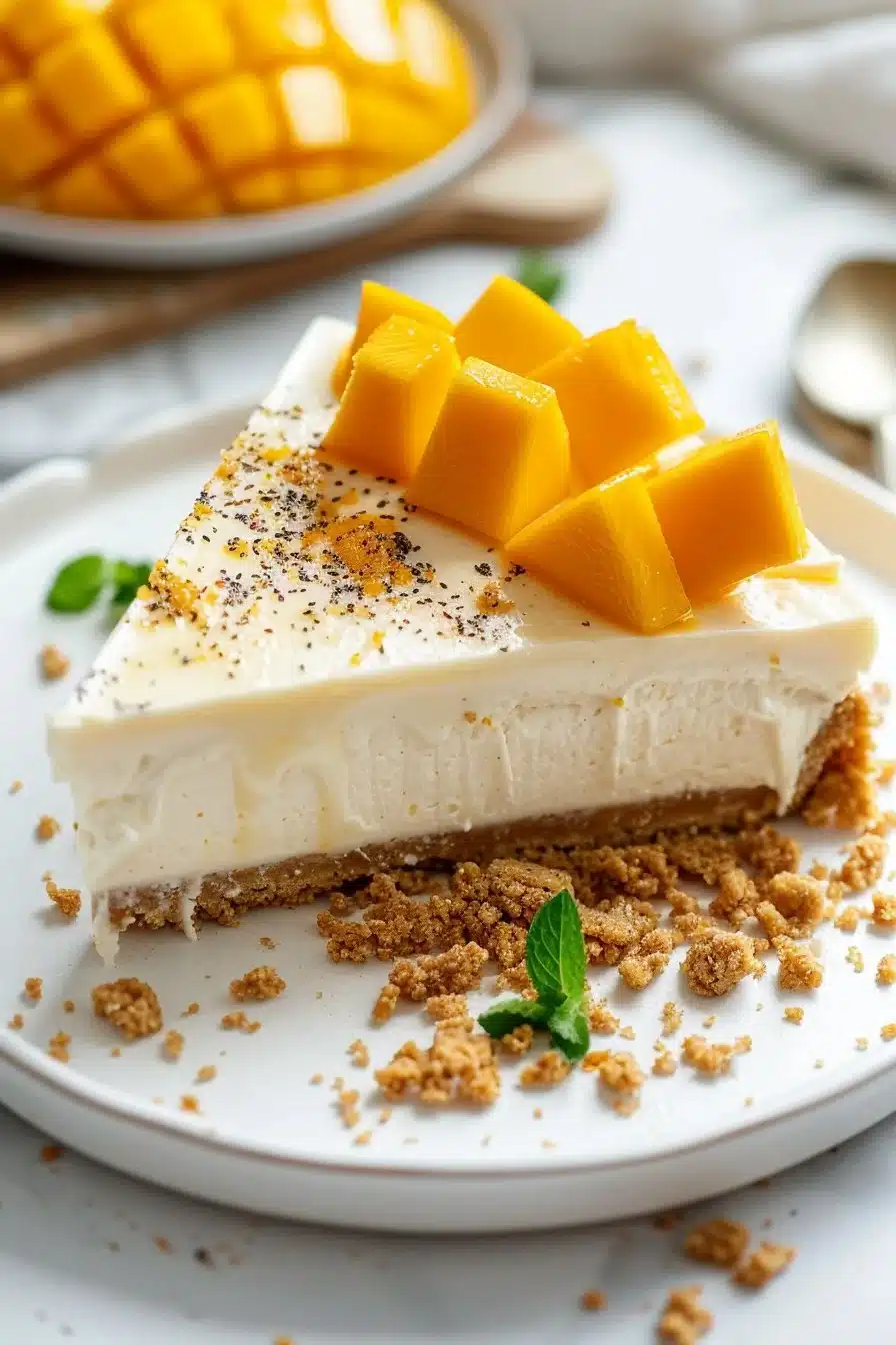 Creamy No Bake Mango Cheesecake Dessert