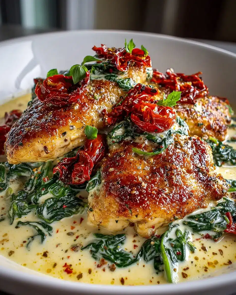 Creamy Tuscan Chicken Skillet with Spinach