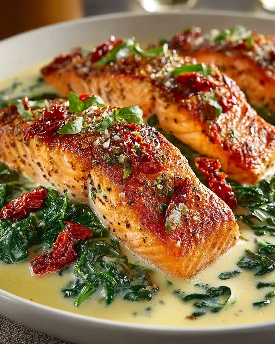 Creamy Tuscan Salmon with Spinach