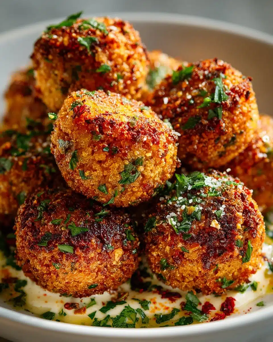 Crispy baked falafel bites served with tahini sauce