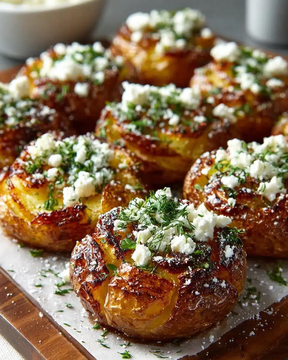Crispy Smashed Potatoes with Harissa Feta Crispy Smashed Potatoes with Harissa Feta