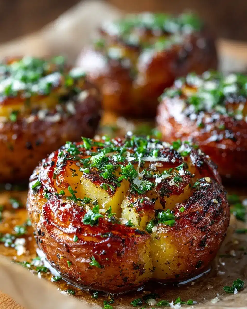 Crispy Smashed Red Potatoes with Garlic Crispy Smashed Red Potatoes with Garlic