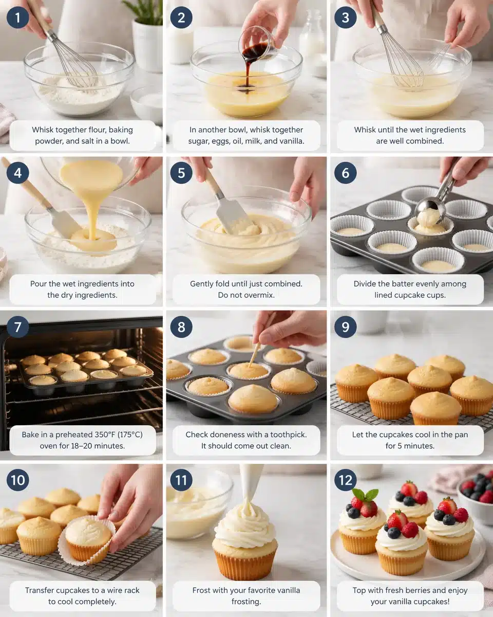 Easy 4th of July Vanilla Cupcakes with Berries