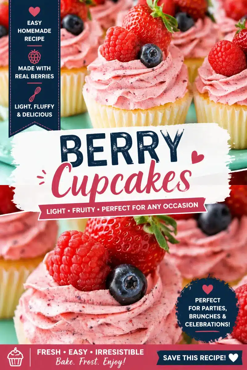 Easy 4th of July Vanilla Cupcakes with Berries