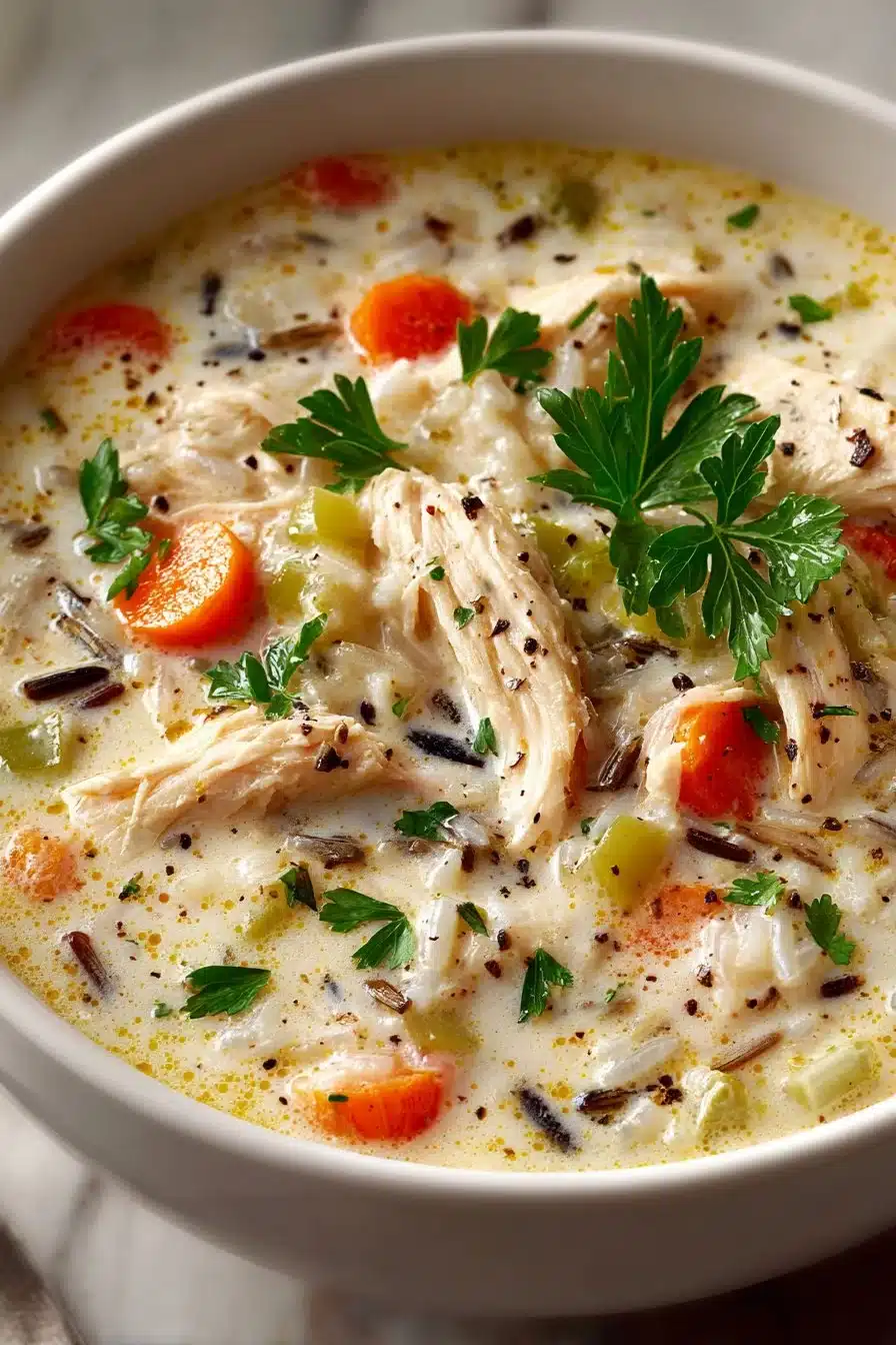 Easy Crockpot Creamy Chicken and Wild Rice Soup Easy Crockpot Creamy Chicken and Wild Rice Soup