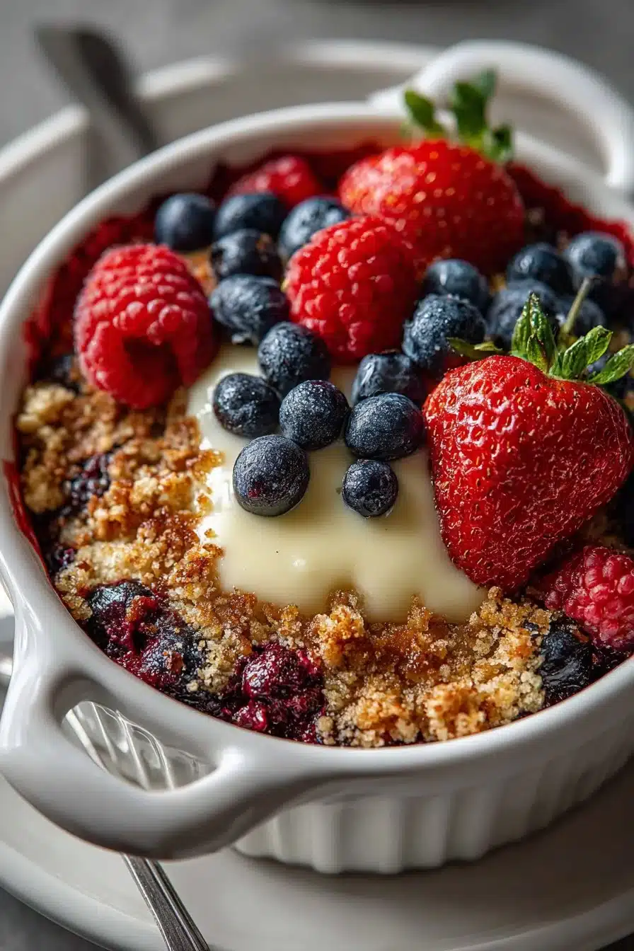 Easy Gluten Free Dairy Free Berry Crumble Dessert
