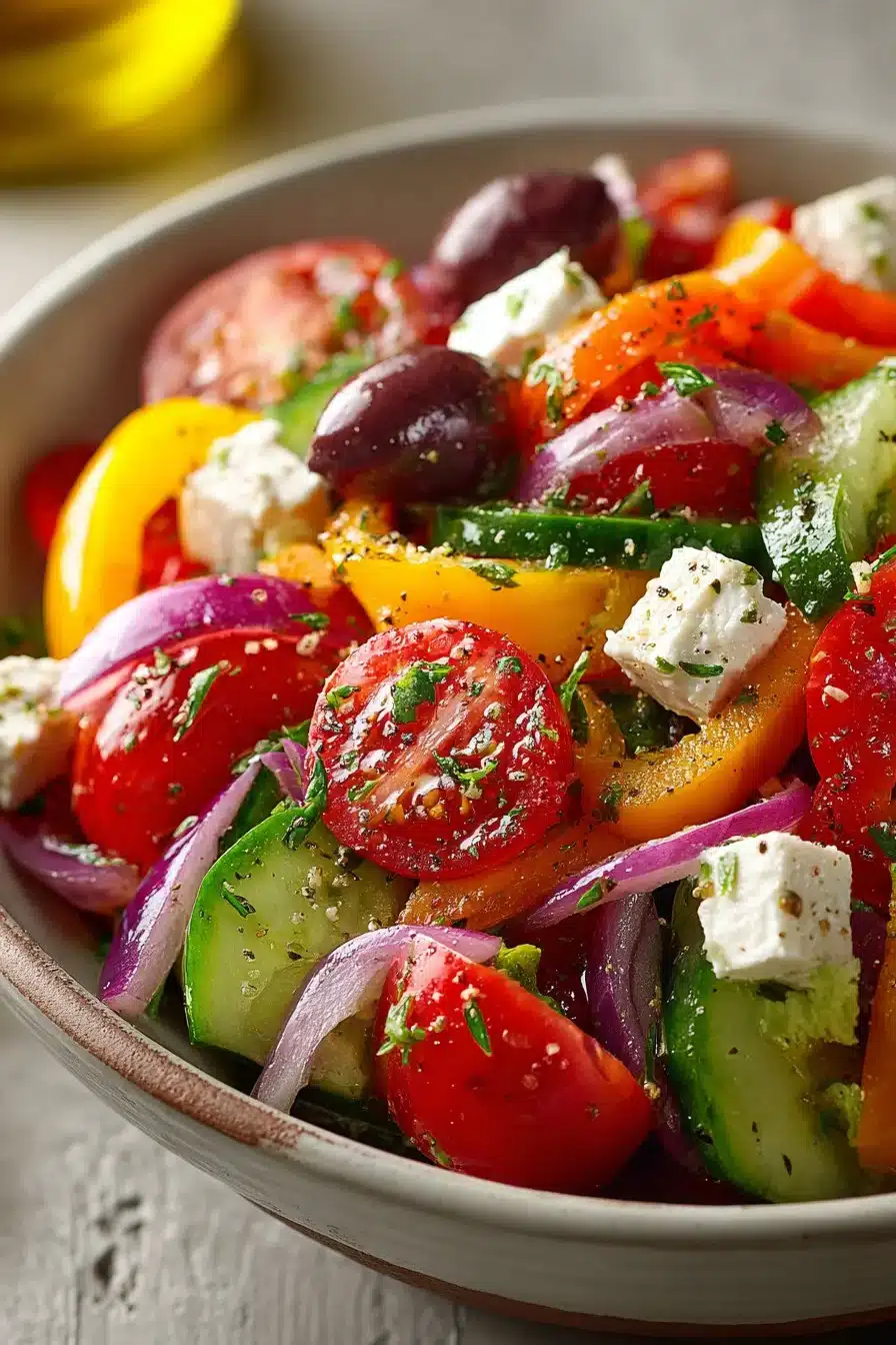 Easy Mediterranean Greek Salad with Feta Cheese Easy Mediterranean Greek Salad with Feta Cheese