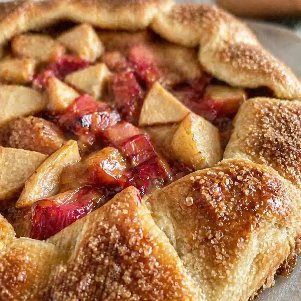 Easy Rhubarb and Apple Summer Galette served as a delightful dessert.