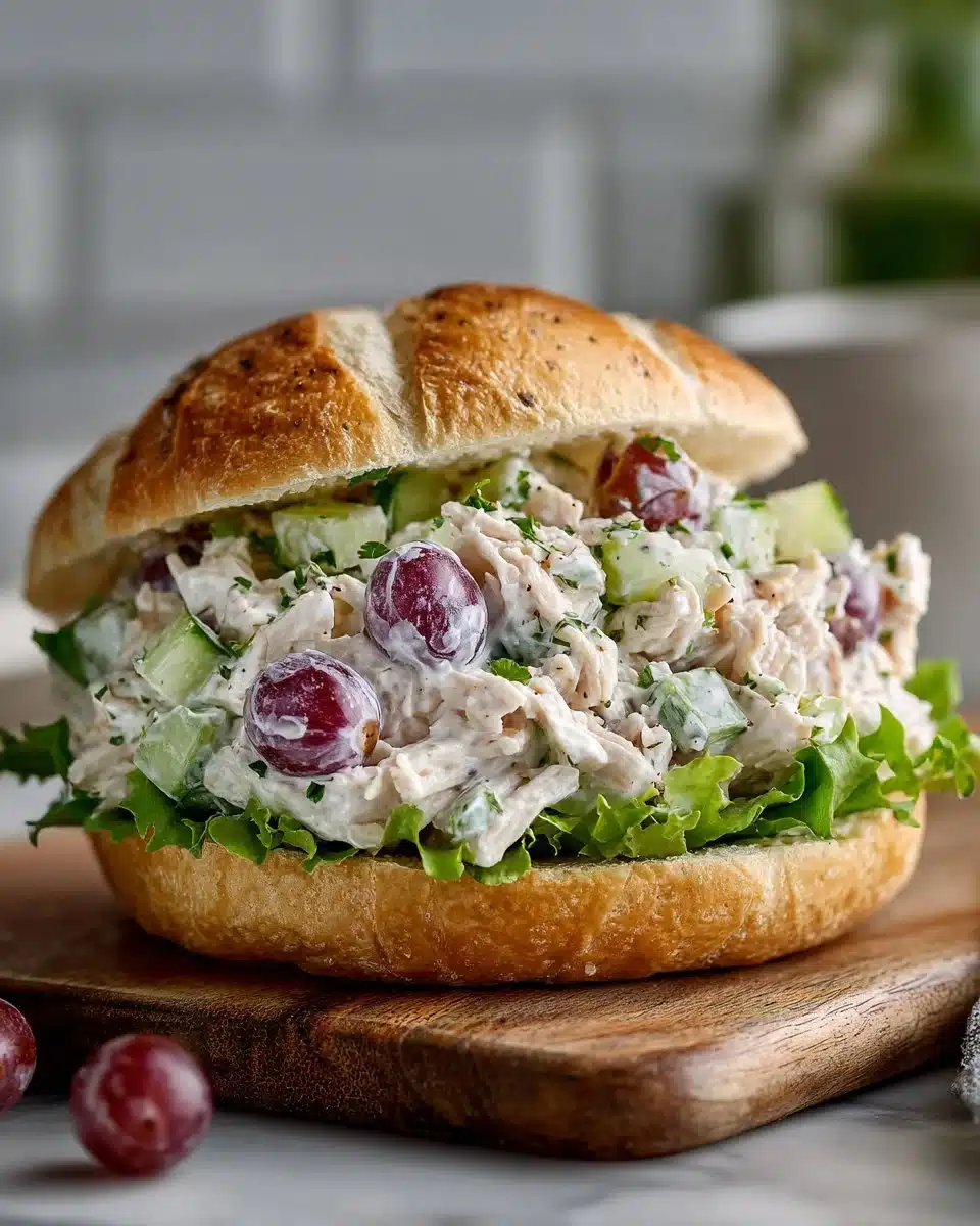 Delicious easy summer chicken salad sandwiches ready for a picnic