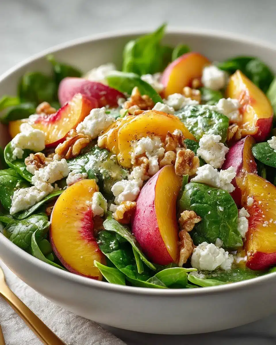 Easy Summer Peach and Spinach Salad Easy Summer Peach and Spinach Salad