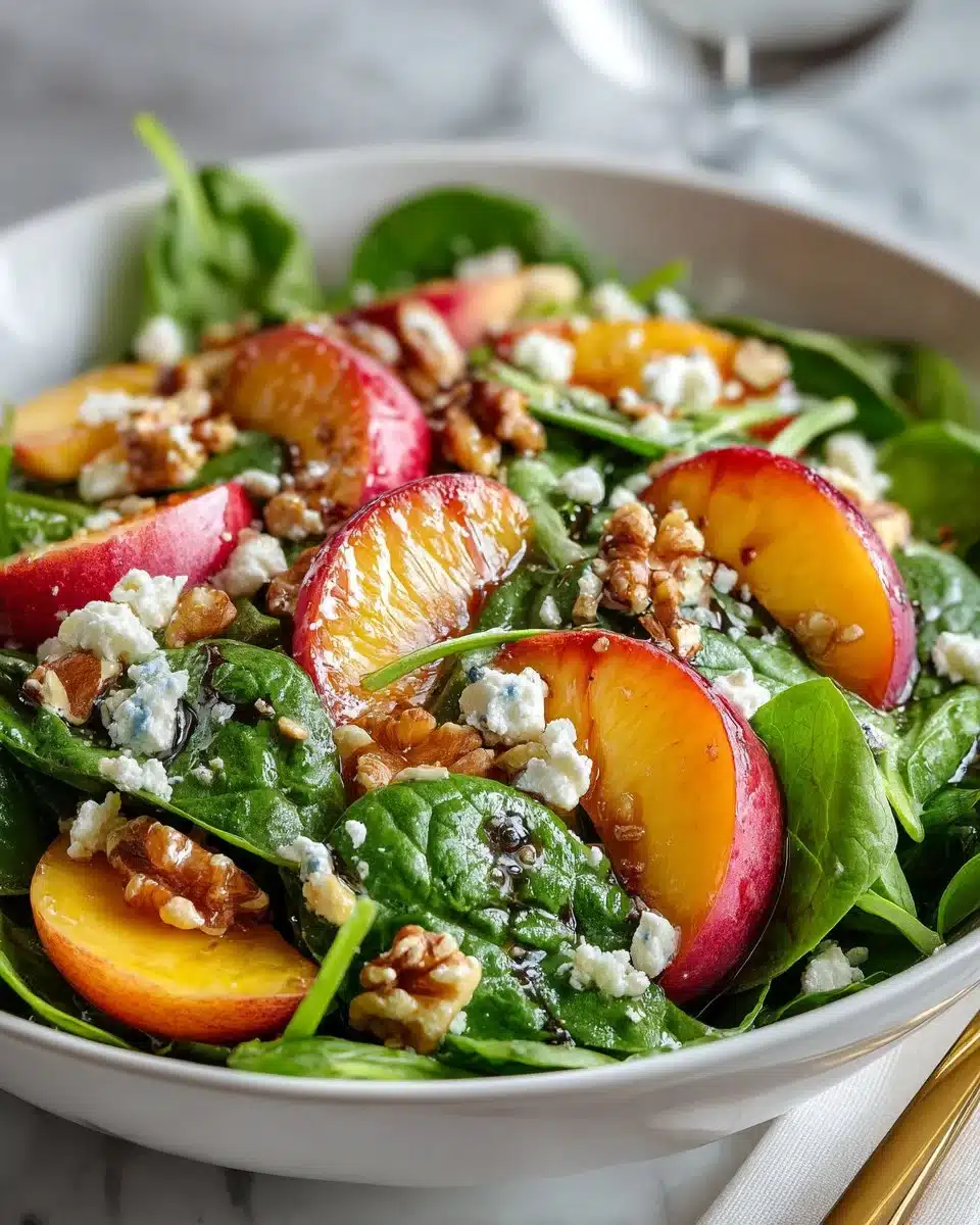 Easy Summer Peach and Spinach Salad Easy Summer Peach and Spinach Salad