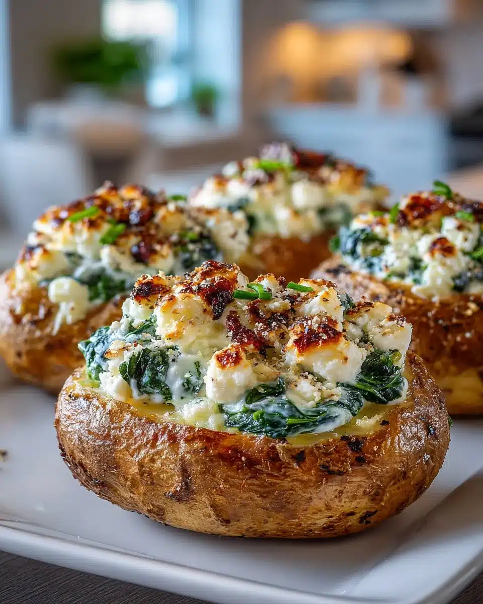 Feta and Spinach Stuffed Baked Potatoes Feta and Spinach Stuffed Baked Potatoes