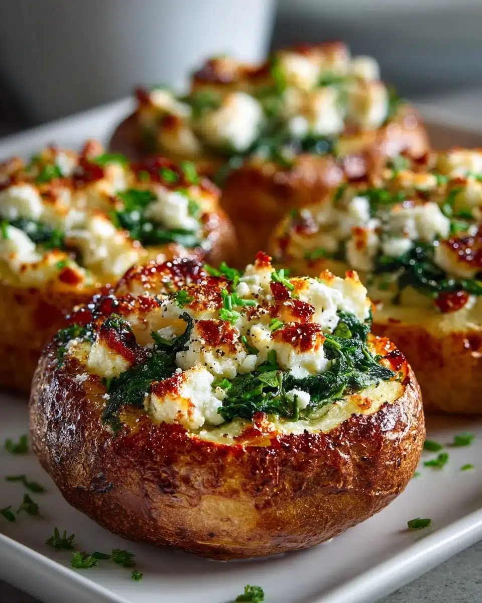 Feta and Spinach Stuffed Baked Potatoes Feta and Spinach Stuffed Baked Potatoes